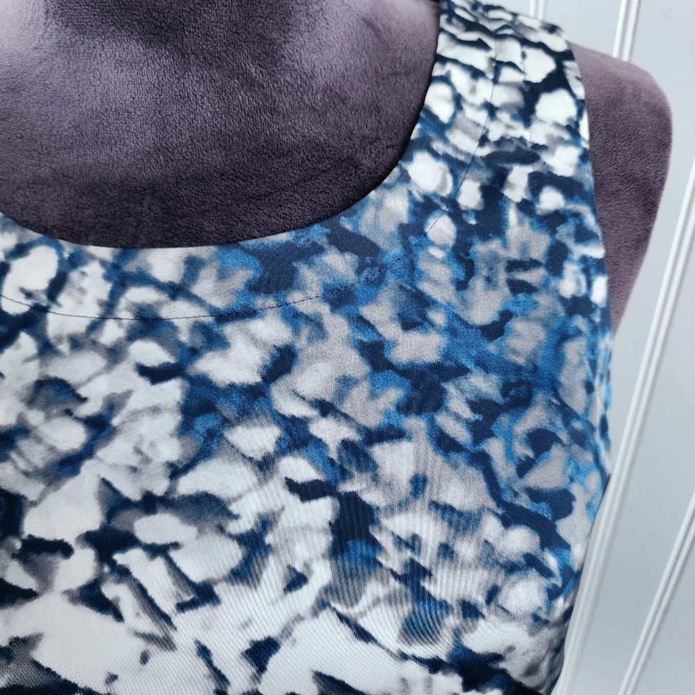 Ann Taylor Womens Blue Gray Satin Sleeveless Blouse Top Office Workwear Preppy M - Picture 4 of 10
